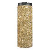 Nep gele glitter textuur uitzicht & aangepaste naa thermosbeker (Achterkant)