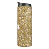 Nep gele glitter textuur uitzicht & aangepaste naa thermosbeker (Geroteerd rechts)