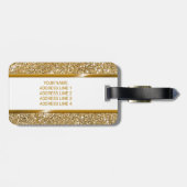 Nep gele glitters textuur uitzicht & aangepaste te bagagelabel (Achterkant horizontaal)