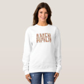 Nep genaaide bloem 'Amen' christelijke sweatshirt (Voorkant volledig)
