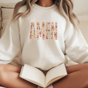 Nep genaaide bloem 'Amen' christelijke sweatshirt
