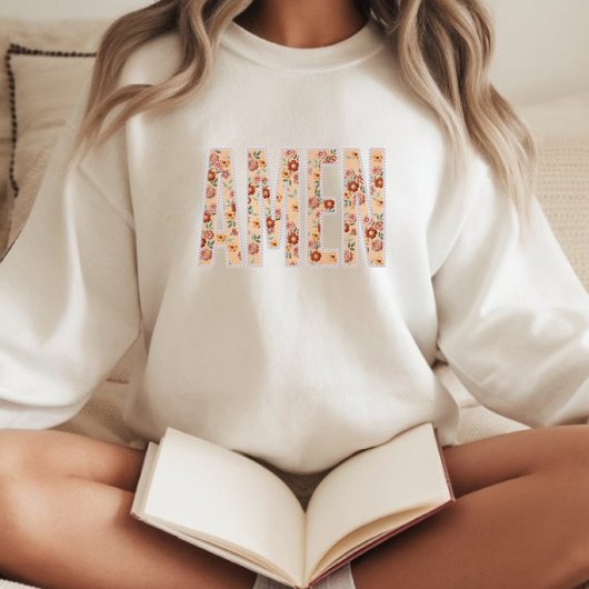 Nep genaaide bloem 'Amen' christelijke sweatshirt
