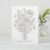 Nep-geperste wilde bloem Wit op Wit minimalistisch Kaart (Staand voorkant)