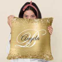 Nep glanzend gouden glitter en folie fancy monogra