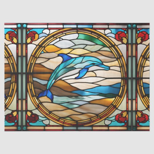Nep glas dolfijn voor decoupage ambacht Tis Tissuepapier (Voorkant)