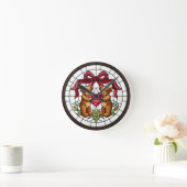Nep glas-in-lood beer wandklok (Huis)