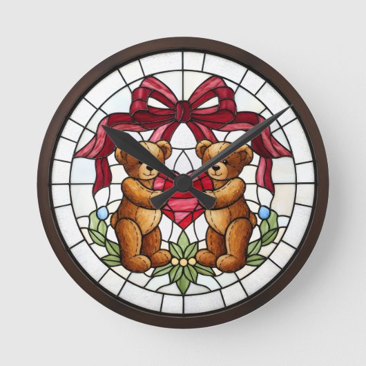 Nep glas-in-lood beer wandklok (Voorkant)