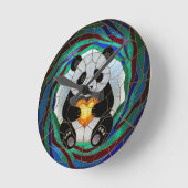 Nep glas-in-lood panda hart wandklok (Hoek)