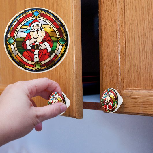 Nep Glas-in-Lood Santa Keramische Knop