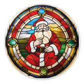 Nep Glas-in-Lood Santa Keramische Knop (Voorkant)