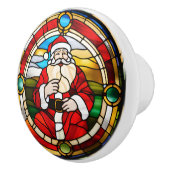 Nep Glas-in-Lood Santa Keramische Knop (Rechts)