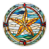 Nep glas-in-lood zeester keramische knop (Voorkant)