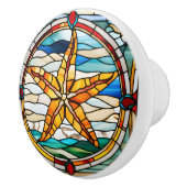 Nep glas-in-lood zeester keramische knop (Rechts)