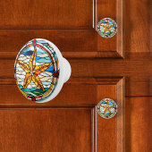 Nep glas-in-lood zeester keramische knop