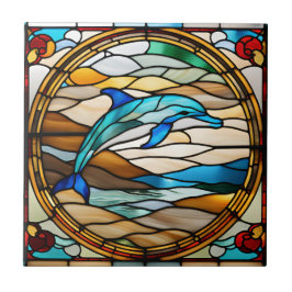 Nep Glass Dolfijn Tegel Tegeltje