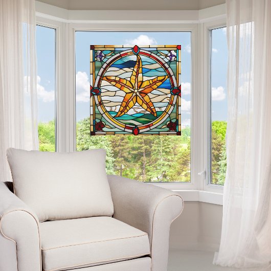 Nep Glass-in-Kleur Zeester Raamsticker
