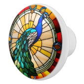 Nep Glass-in-lood Pauw Keramische Knop (Rechts)