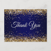 Nep glinsterend goud glitter Navyblauw Dank je Briefkaart (Voorkant)