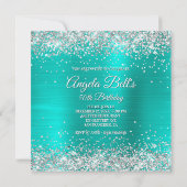 Nep glinsterend zilver glitter turquoise folie kaart (Achterkant)