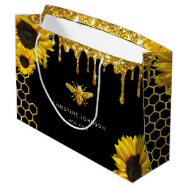 nep glitter bij en zonnebloemen groot cadeauzakje