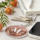 Nep Glitter Bruin Geborsteld Metaal Monogram   Sleutelhanger (Voorkant Rechts)
