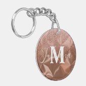 Nep Glitter Bruin Geborsteld Metaal Monogram   Sleutelhanger (Voorkant Links)
