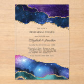 Nep Glitter Celestial Agate Oefen Diner Acryl Uitnodigingen (Voorkant)