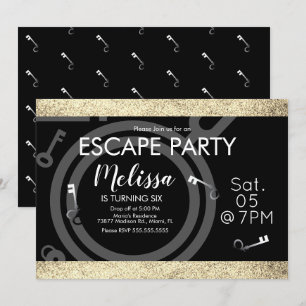 Nep Glitter Escape Room Verjaardagsfeestje Zwart G Kaart