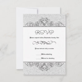Nep Glitter Formeel Bloemmotief - RSVP Kaart