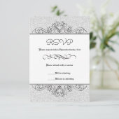Nep Glitter Formeel Bloemmotief - RSVP Kaart (Staand voorkant)