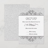 Nep Glitter Formeel Bloemmotief - RSVP Kaart (Voorkant / Achterkant)