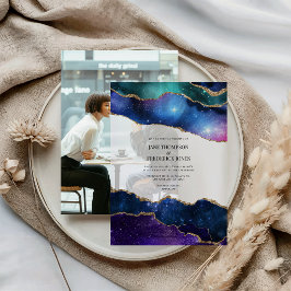 Nep Glitter Geode Systeem Agaat Kosmisch Huwelijk Vellum Uitnodigingen
