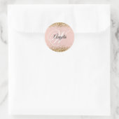 Nep Glitter Goud Glitter Blush Monogram Ronde Sticker (Tas)