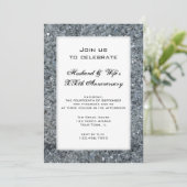 Nep glitter huwelijksjubileum feest uitnodiging (Staand voorkant)