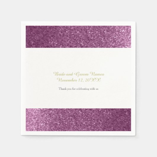 Nep Glitter Paarse Bruiloft Servet (Voorkant)