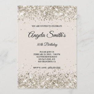 Nep glitter platina beige kaart