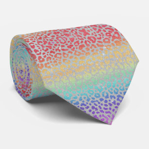 Nep Glitter Regenboog Luipaardprint Halsdoek Stropdas