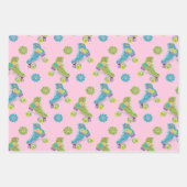 Nep glitter Roller Skating bloemen Feest Inpakpapier Vel (Voorkant)