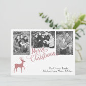 Nep glitter roosgoud Kerst rendier Feestdagenkaart (Staand voorkant)