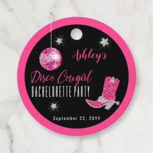 Nep Glitter Roze Disco Cowgirl Bachelorette Feest Bedankjes Labels