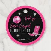 Nep Glitter Roze Disco Cowgirl Bachelorette Feestj Bedankjes Labels (Voorkant)