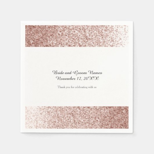 Nep Glitter Roze Goud Servetten (Voorkant)