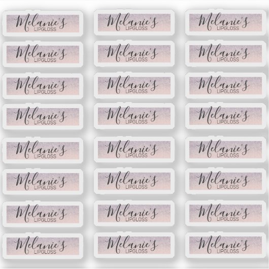 Nep Glitter Roze Lipglans Logo Branding Sticker (Voorkant)