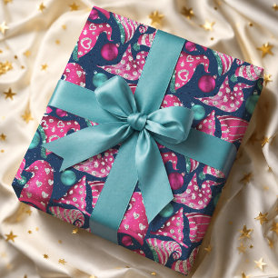 Nep glitter roze whimwham kerst kabouter hoeden cadeaupapier