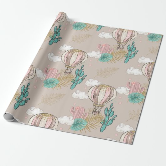 Nep glitter tropische woestijn cadeaupapier (Uitgerold)