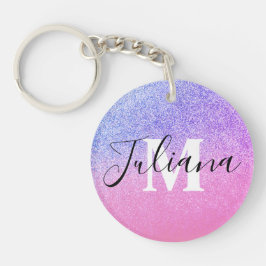 Nep Glitter Twee Tinten Roze Vet Monogram Sleutelhanger