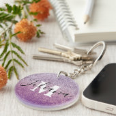 Nep Glitter Tweekleur Monogram Sleutelhanger (Voorkant Rechts)