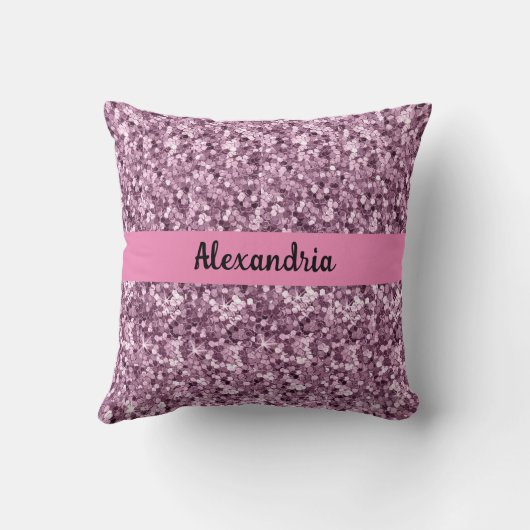 Nep Glitter Uitzicht Roze Gepersonaliseerde Vrouwe Kussen (Achterkant)
