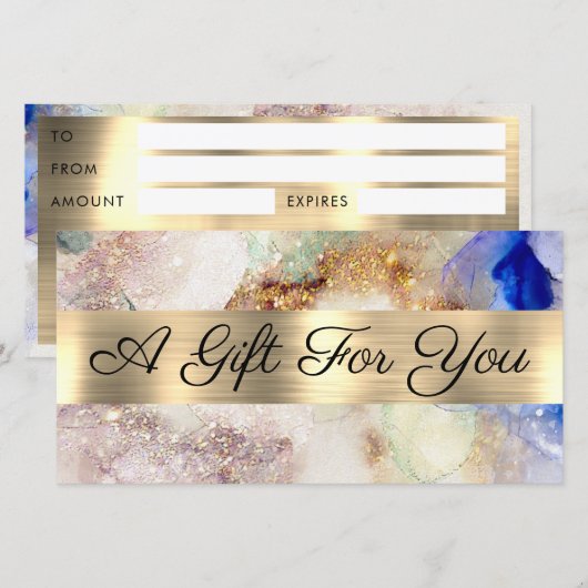 Nep Glitter Waterverf en Folie Cadeaubon (Voorkant / Achterkant)