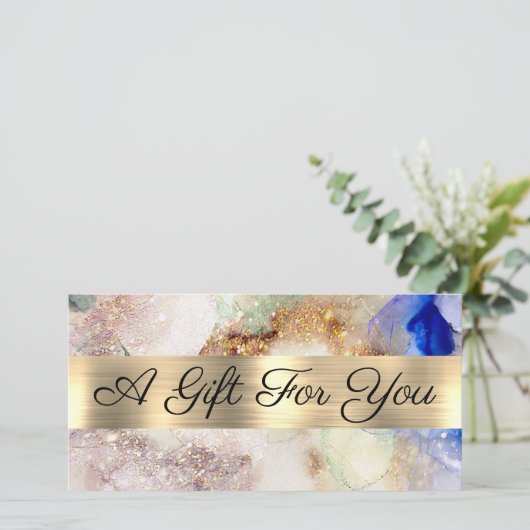 Nep Glitter Waterverf en Folie Cadeaubon (Staand voorkant)